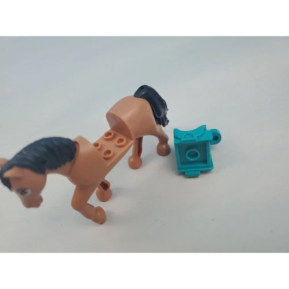LEGO Friends Horse Figure Light Brown Black Mane Teal Saddle Animal Minifigure